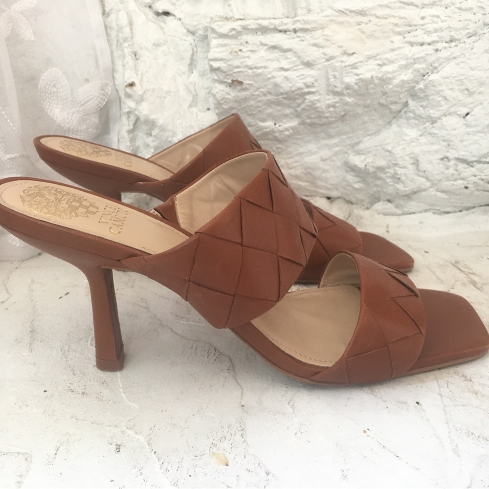 Vince Camuto Brown Woven Leather Sandals